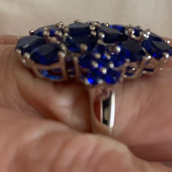 NWT JTV 4.42CTW Heart Shape & Round Blue Spinel Sterling Silver Ring - Picture 3 of 7